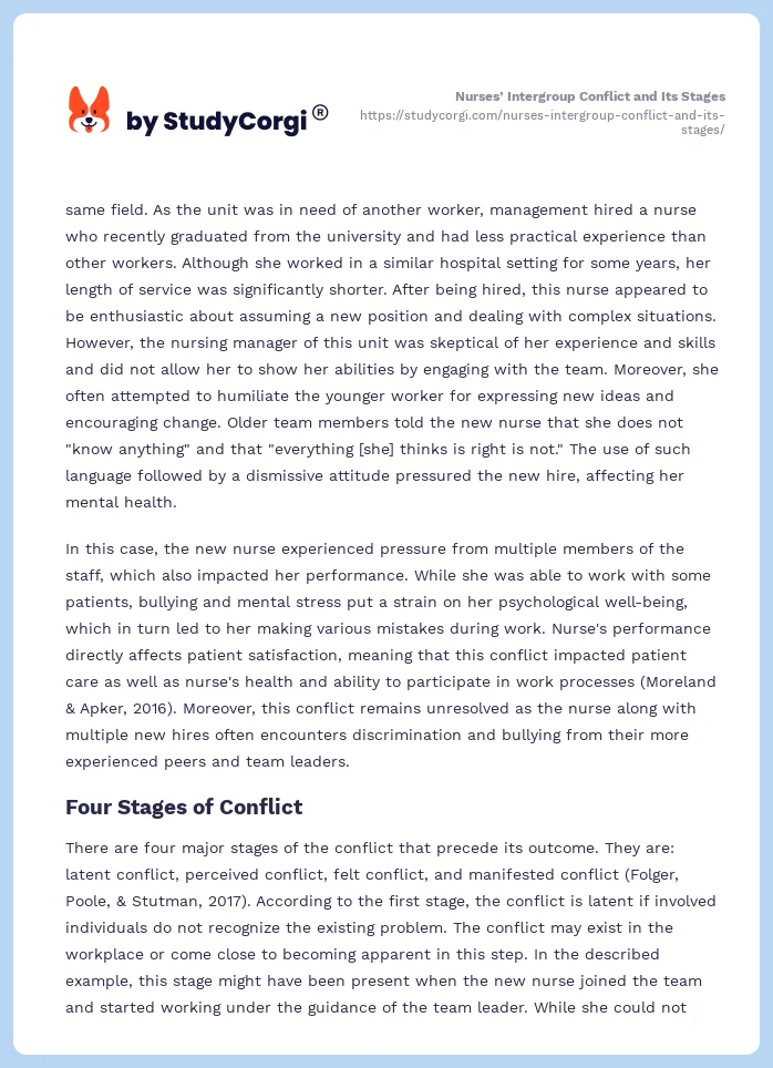 Nurses’ Intergroup Conflict and Its Stages. Page 2