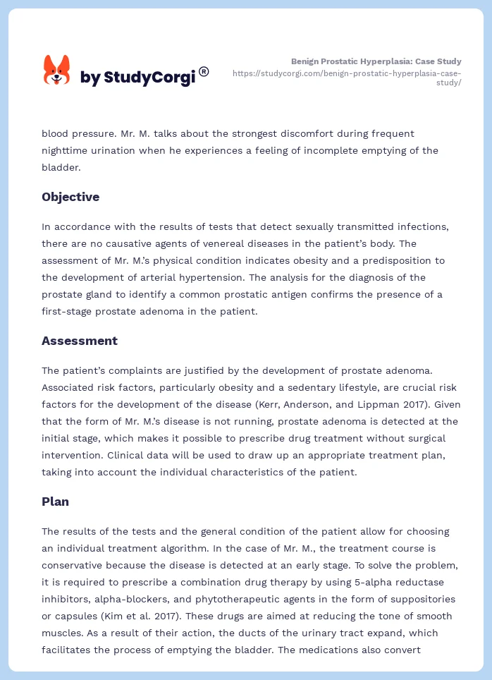 Benign Prostatic Hyperplasia: Case Study. Page 2