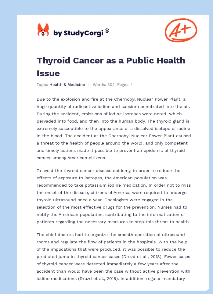 Thyroid Cancer as a Public Health Issue. Page 1