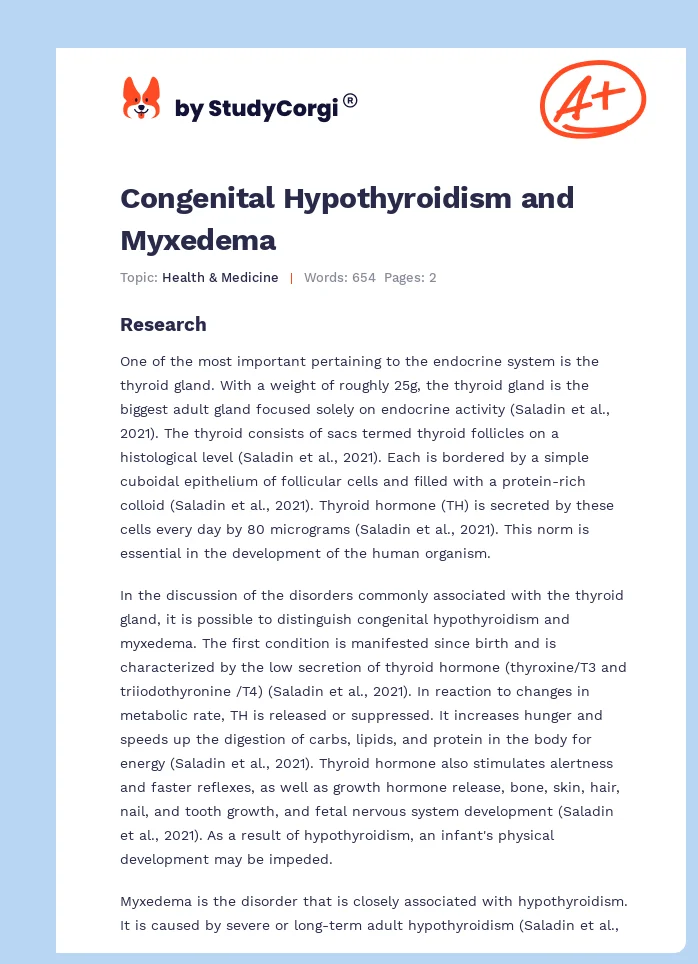 Congenital Hypothyroidism and Myxedema. Page 1