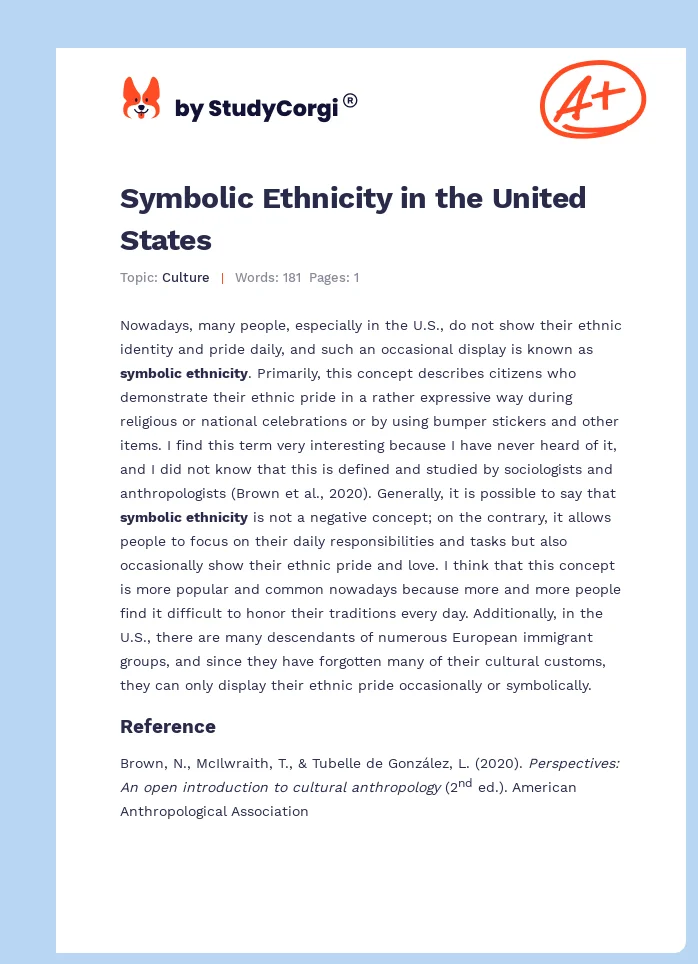 Symbolic Ethnicity in the United States. Page 1
