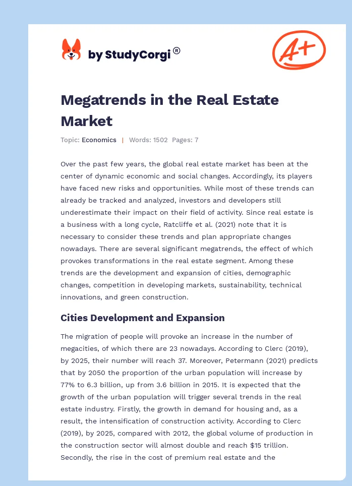 Megatrends in the Real Estate Market. Page 1