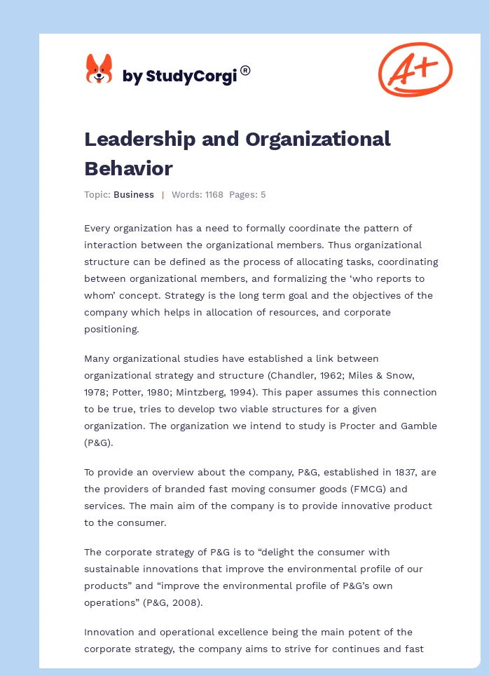 Leadership and Organizational Behavior. Page 1
