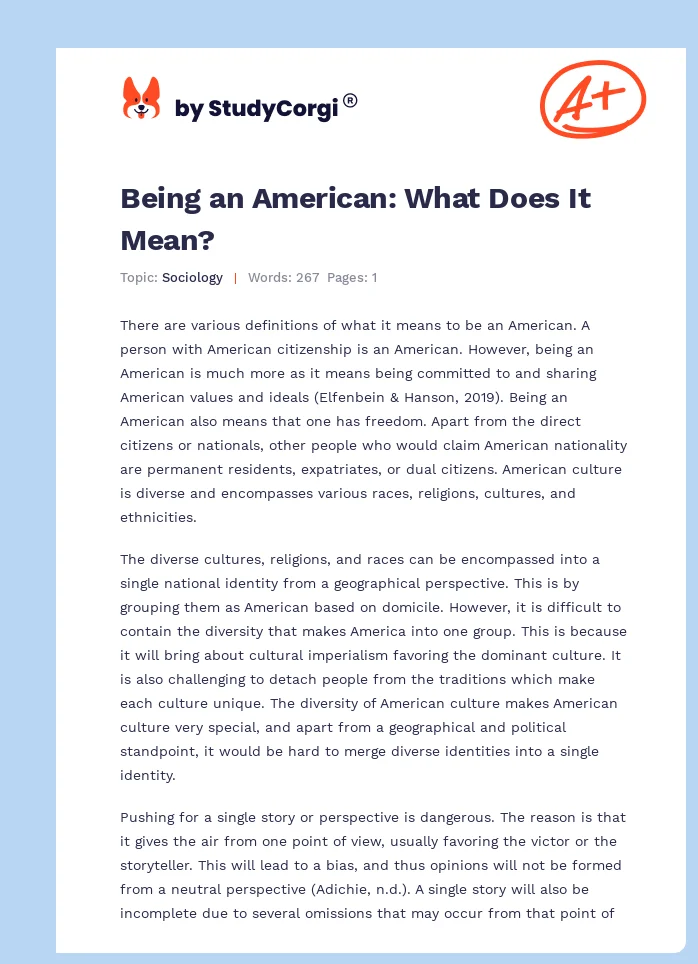 Being an American: What Does It Mean?. Page 1