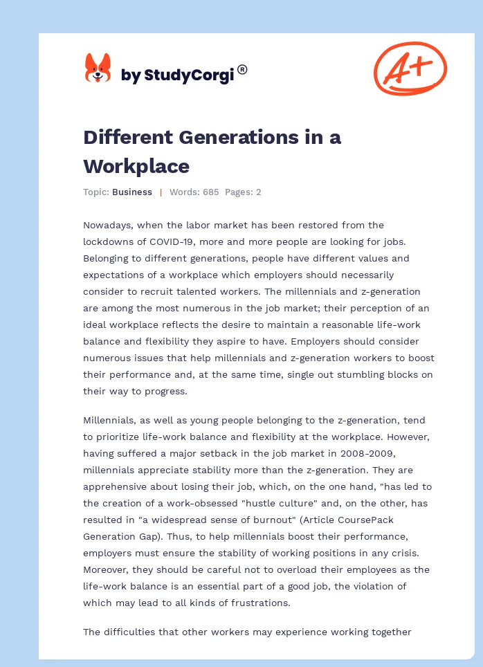 Different Generations in a Workplace. Page 1