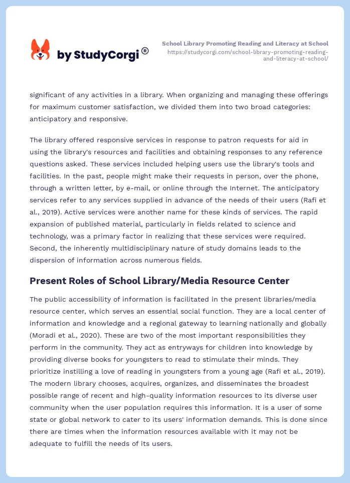 School Library Promoting Reading and Literacy at School. Page 2