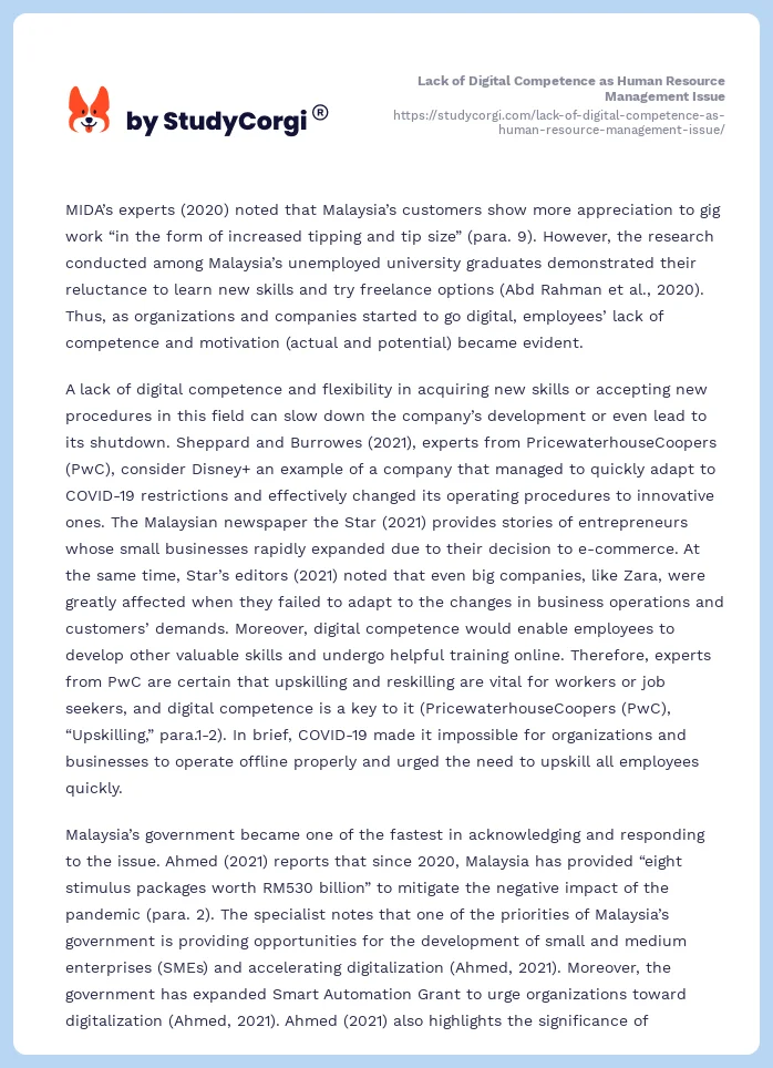 Lack of Digital Competence as Human Resource Management Issue. Page 2