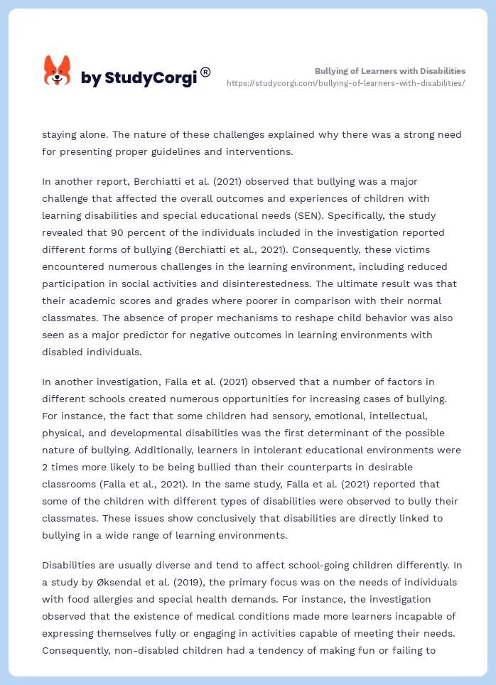 Bullying of Learners with Disabilities. Page 2