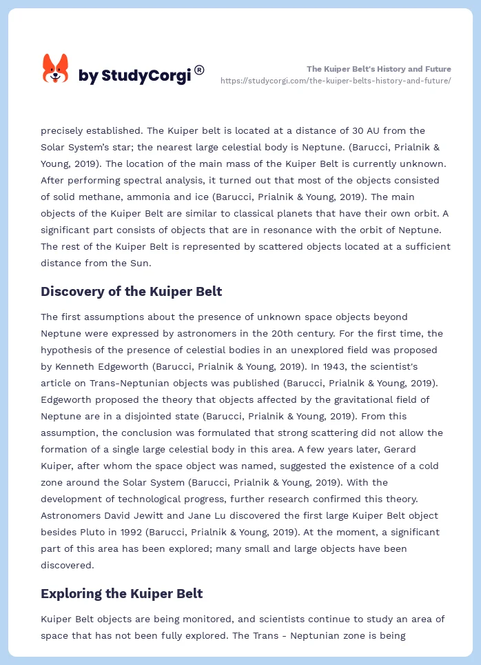 The Kuiper Belt's History and Future. Page 2