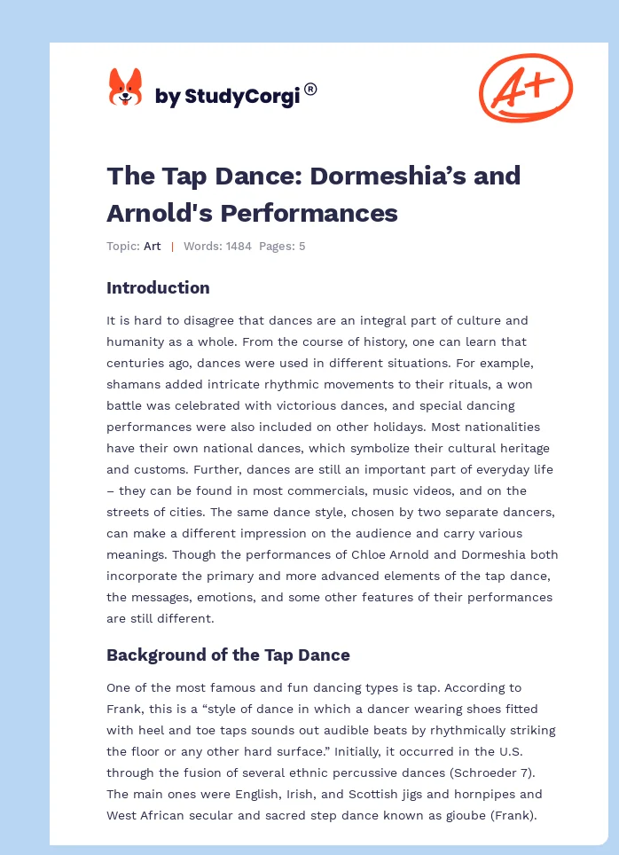 The Tap Dance: Dormeshia’s and Arnold's Performances. Page 1
