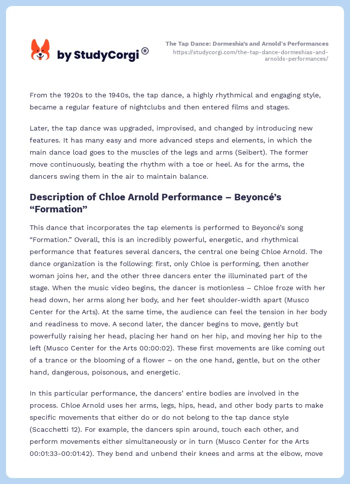 The Tap Dance: Dormeshia’s and Arnold's Performances. Page 2