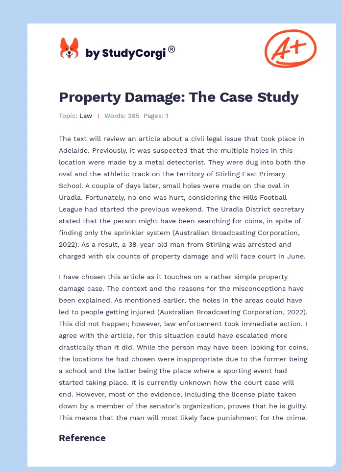 Property Damage: The Case Study. Page 1