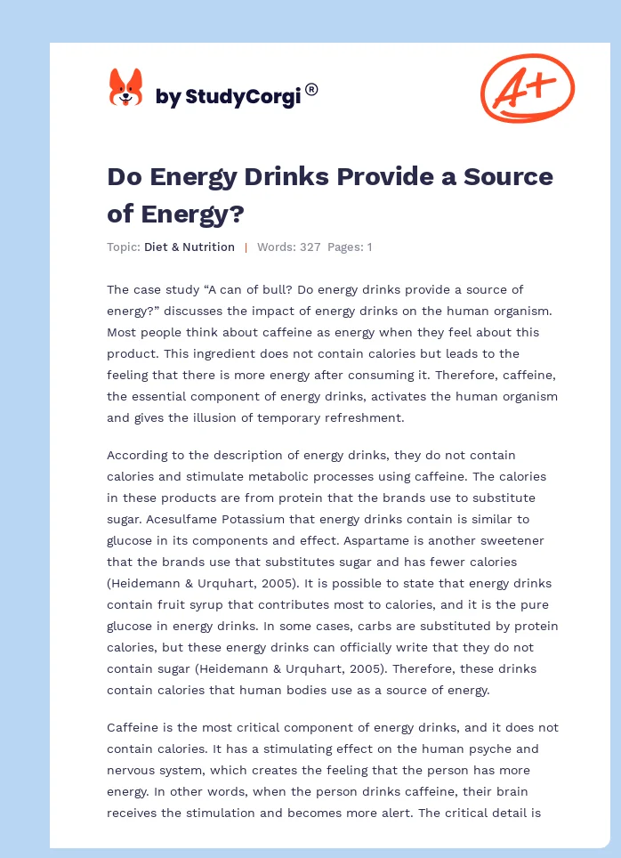 Do Energy Drinks Provide a Source of Energy?. Page 1