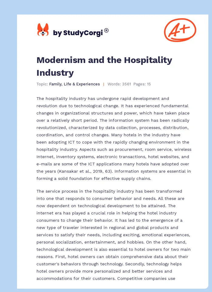 Modernism and the Hospitality Industry. Page 1
