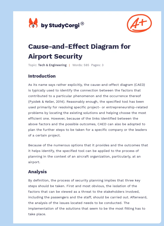 Cause-and-Effect Diagram for Airport Security. Page 1