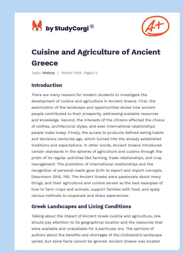 Cuisine and Agriculture of Ancient Greece. Page 1