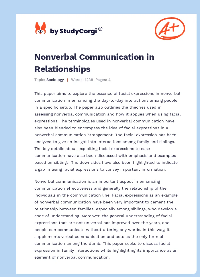 Nonverbal Communication in Relationships. Page 1