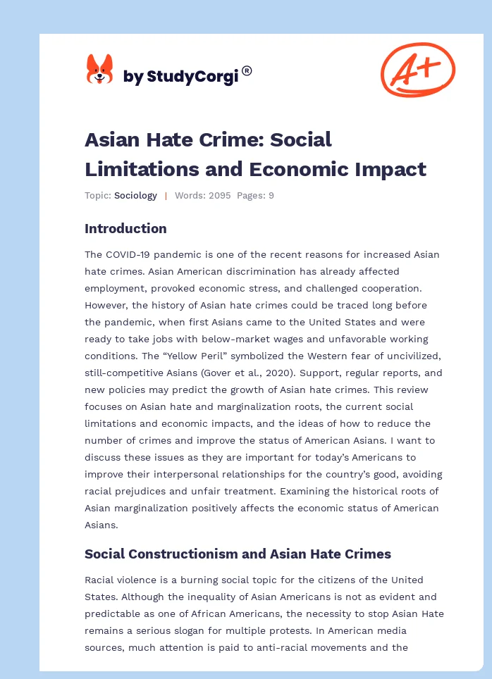 Asian Hate Crime: Social Limitations and Economic Impact. Page 1