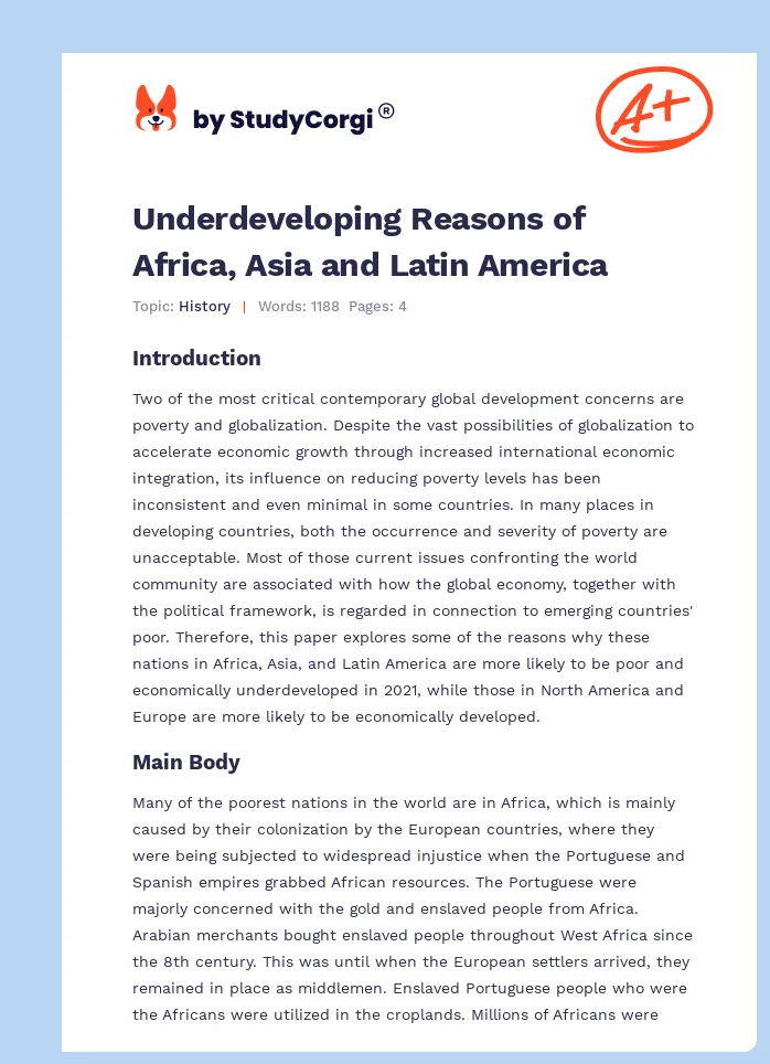 Underdeveloping Reasons of Africa, Asia and Latin America. Page 1