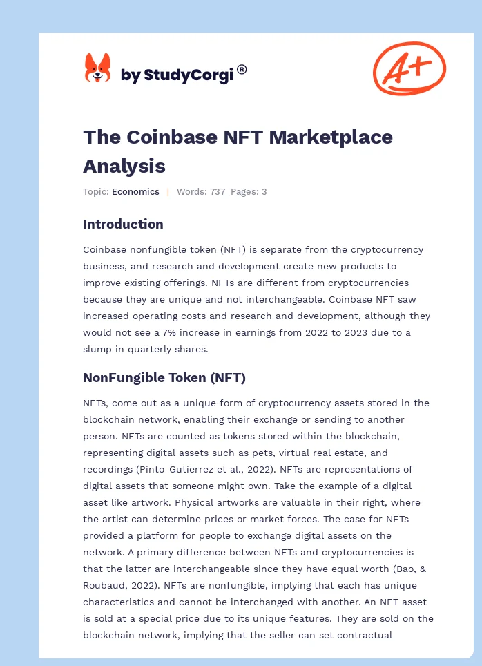 The Coinbase NFT Marketplace Analysis. Page 1