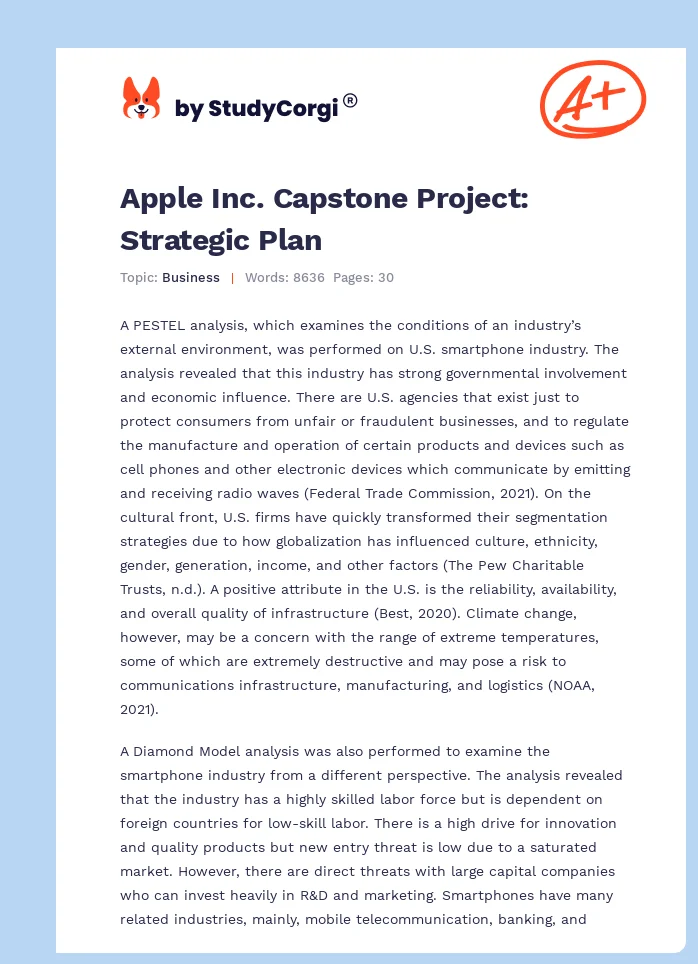 Apple Inc. Capstone Project: Strategic Plan. Page 1