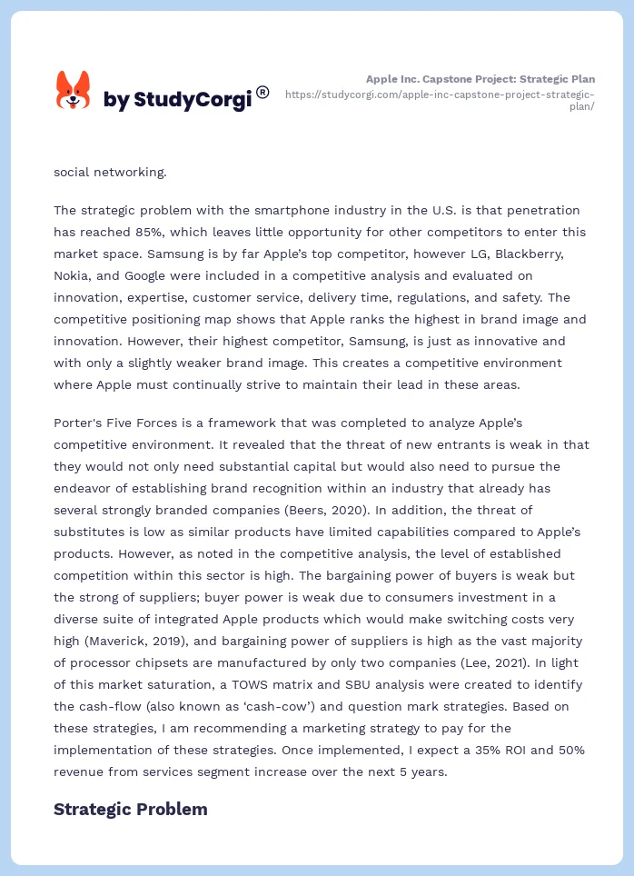 Apple Inc. Capstone Project: Strategic Plan. Page 2