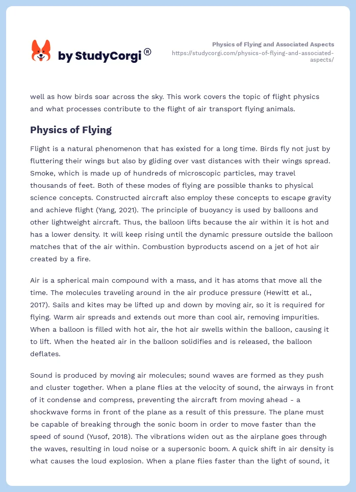 Physics of Flying and Associated Aspects. Page 2