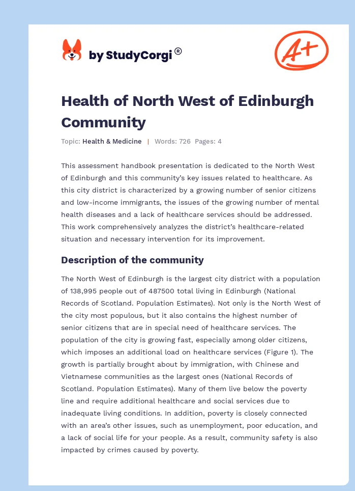 Health of North West of Edinburgh Community. Page 1