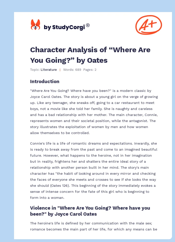 Character Analysis of “Where Are You Going?” by Oates. Page 1