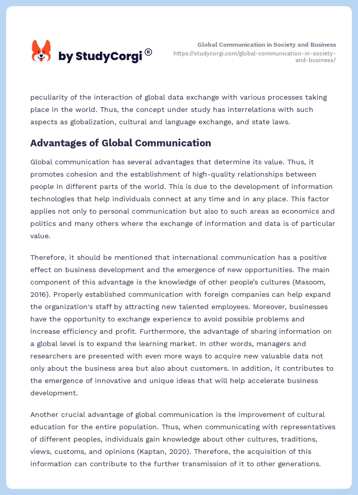 Global Communication in Society and Business. Page 2
