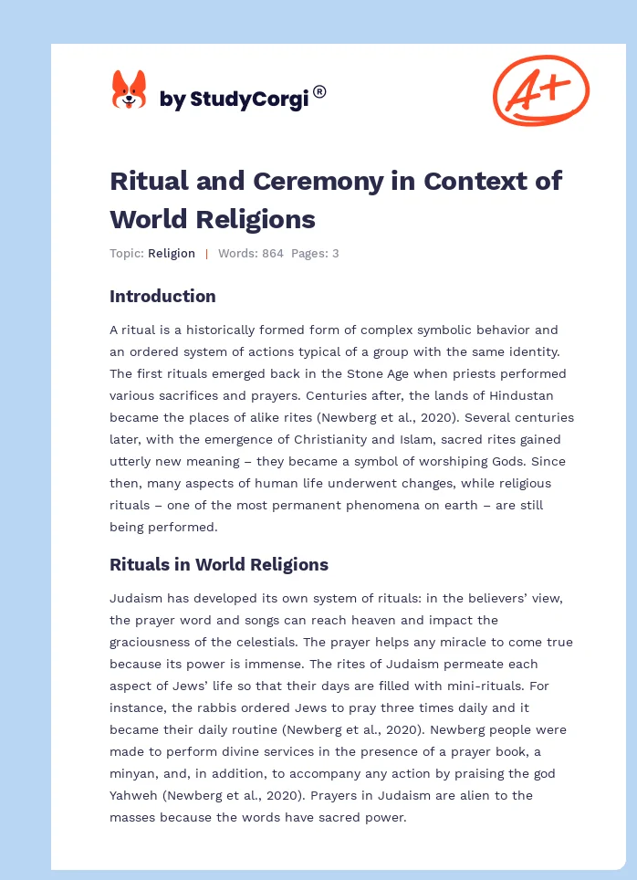 Ritual and Ceremony in Context of World Religions. Page 1
