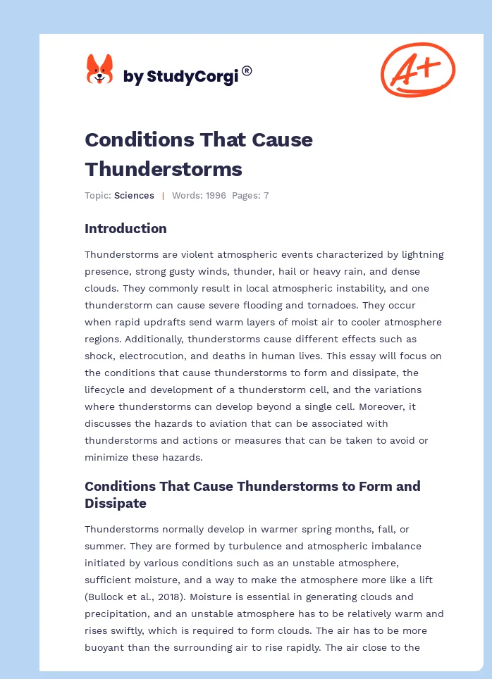 Conditions That Cause Thunderstorms. Page 1
