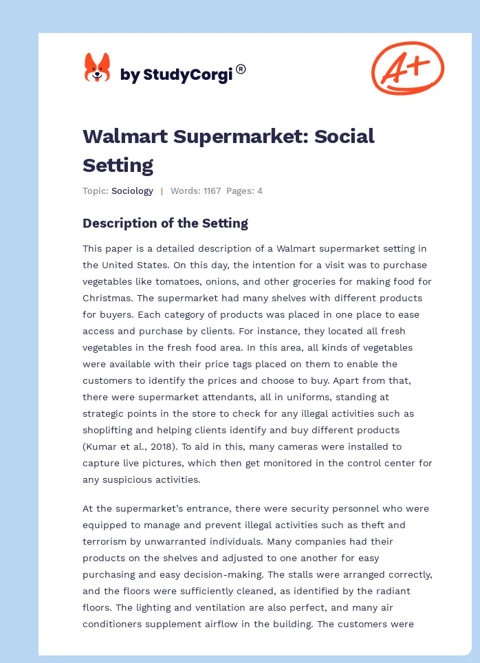 Walmart Supermarket: Social Setting. Page 1