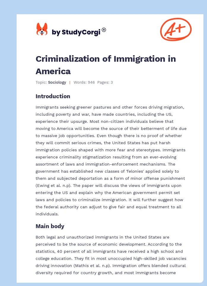 Criminalization of Immigration in America. Page 1