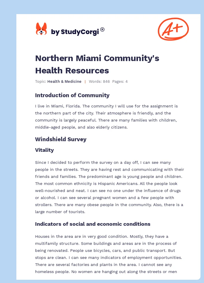 Northern Miami Community's Health Resources. Page 1