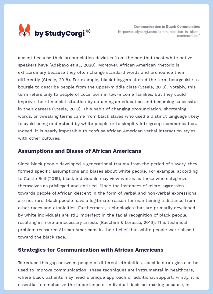 Communication in Black Communities. Page 2