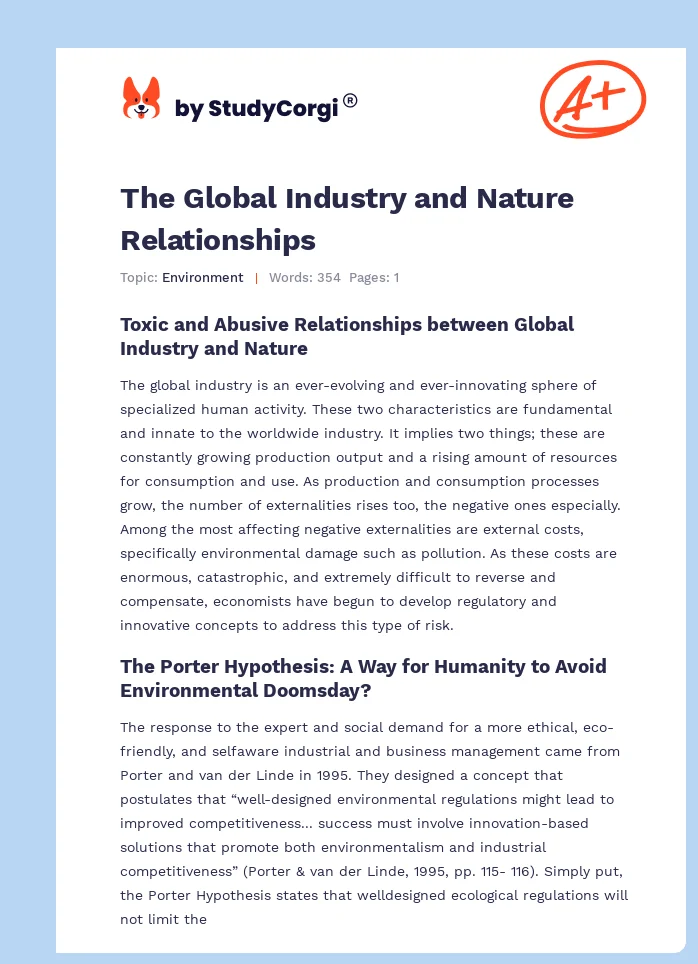 The Global Industry and Nature Relationships. Page 1