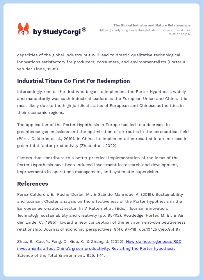 The Global Industry and Nature Relationships. Page 2