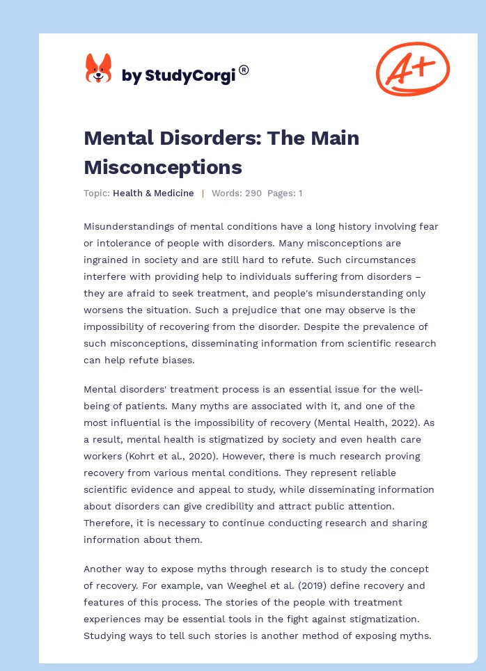 Mental Disorders: The Main Misconceptions. Page 1