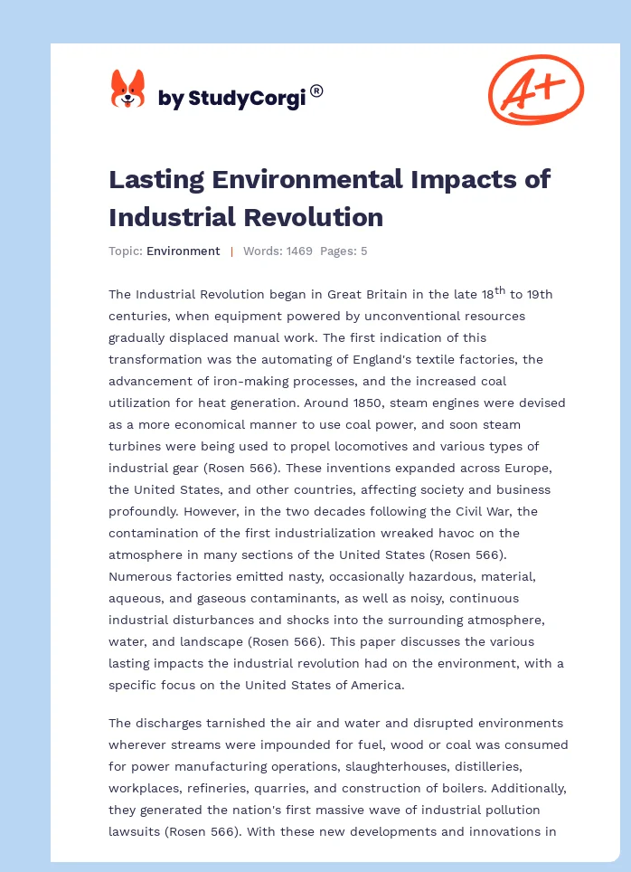 Lasting Environmental Impacts of Industrial Revolution. Page 1