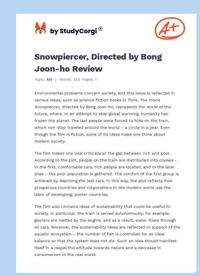 Snowpiercer, Directed by Bong Joon-ho Review. Page 1