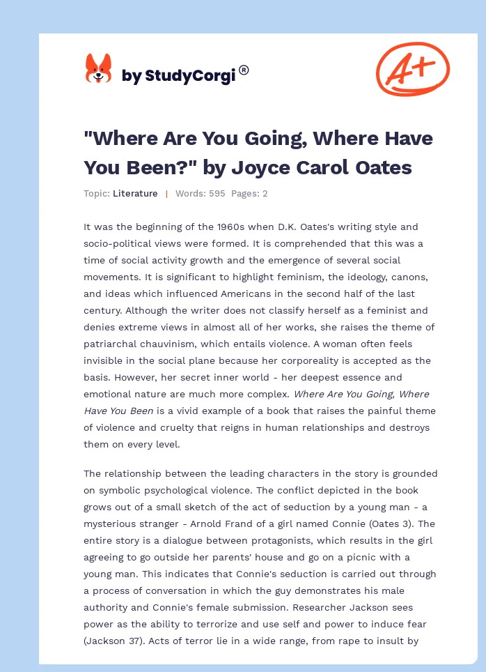 "Where Are You Going, Where Have You Been?" by Joyce Carol Oates. Page 1