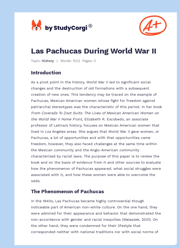 Las Pachucas During World War II. Page 1
