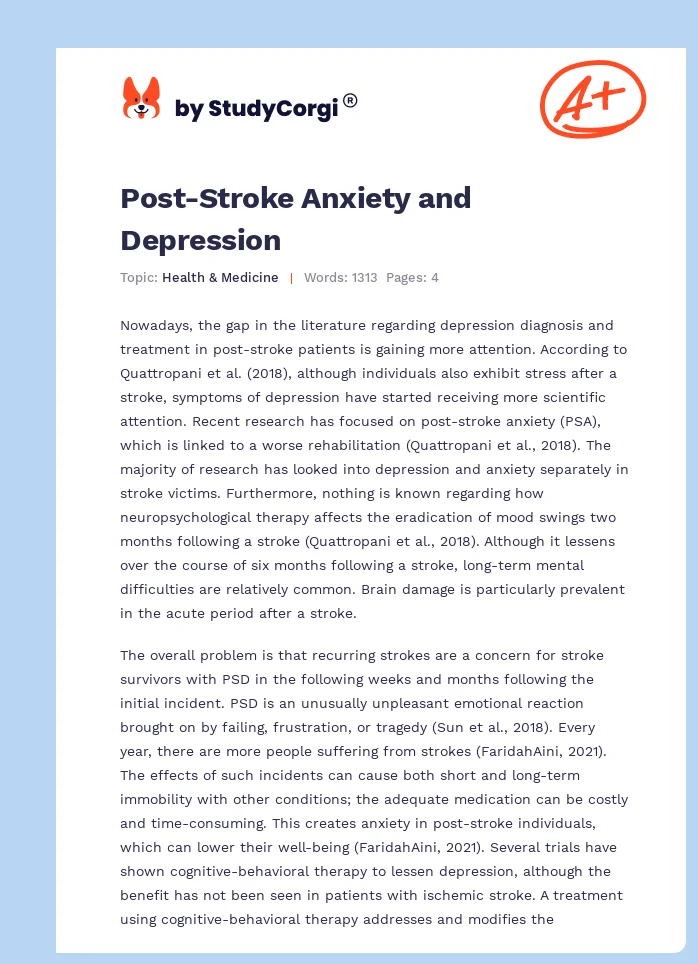 Post-Stroke Anxiety and Depression. Page 1
