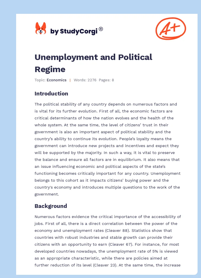 Unemployment and Political Regime. Page 1