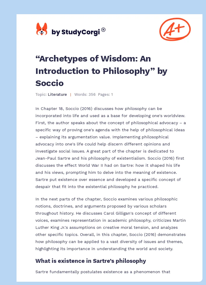 “Archetypes of Wisdom: An Introduction to Philosophy” by Soccio. Page 1