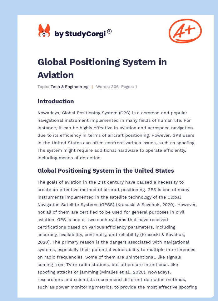 Global Positioning System in Aviation. Page 1