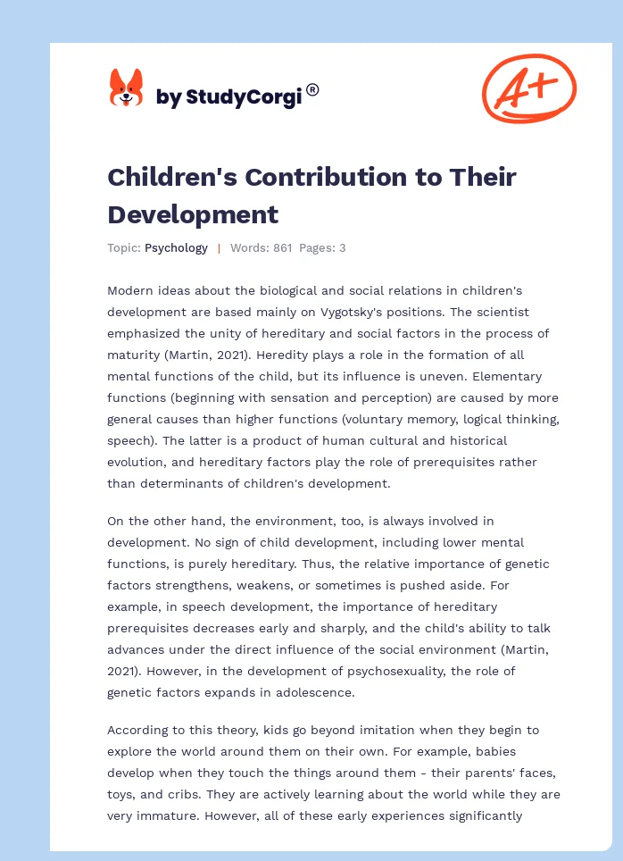 Children's Contribution to Their Development. Page 1