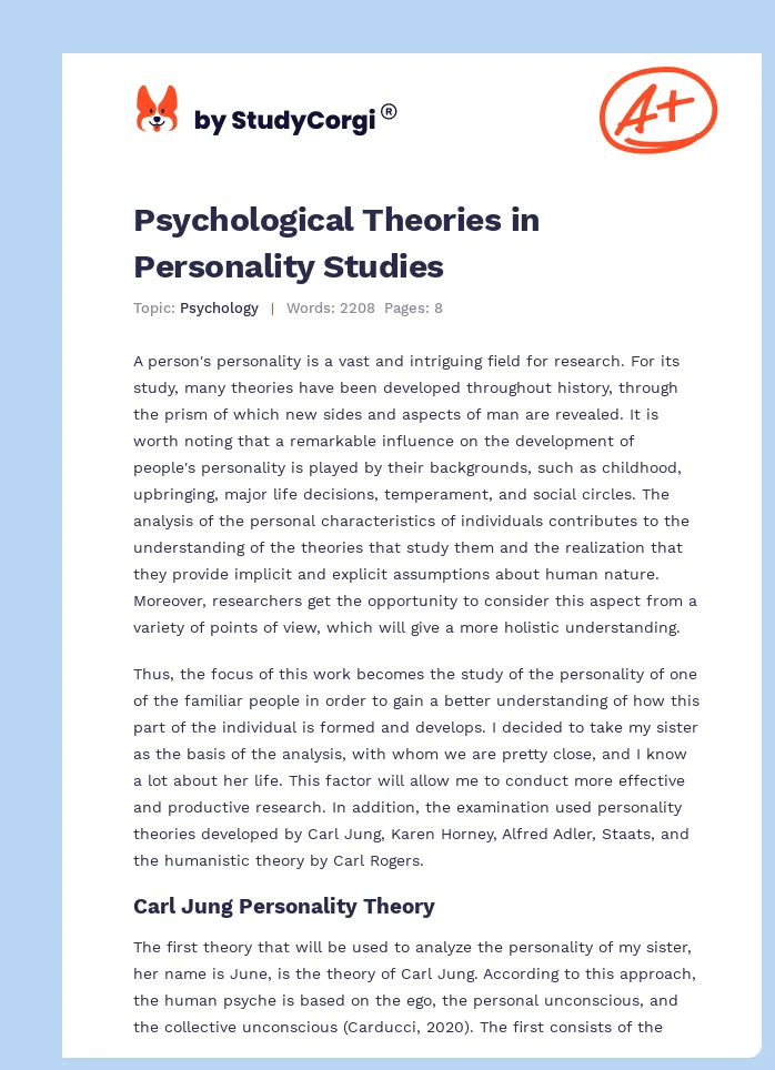 Psychological Theories in Personality Studies. Page 1