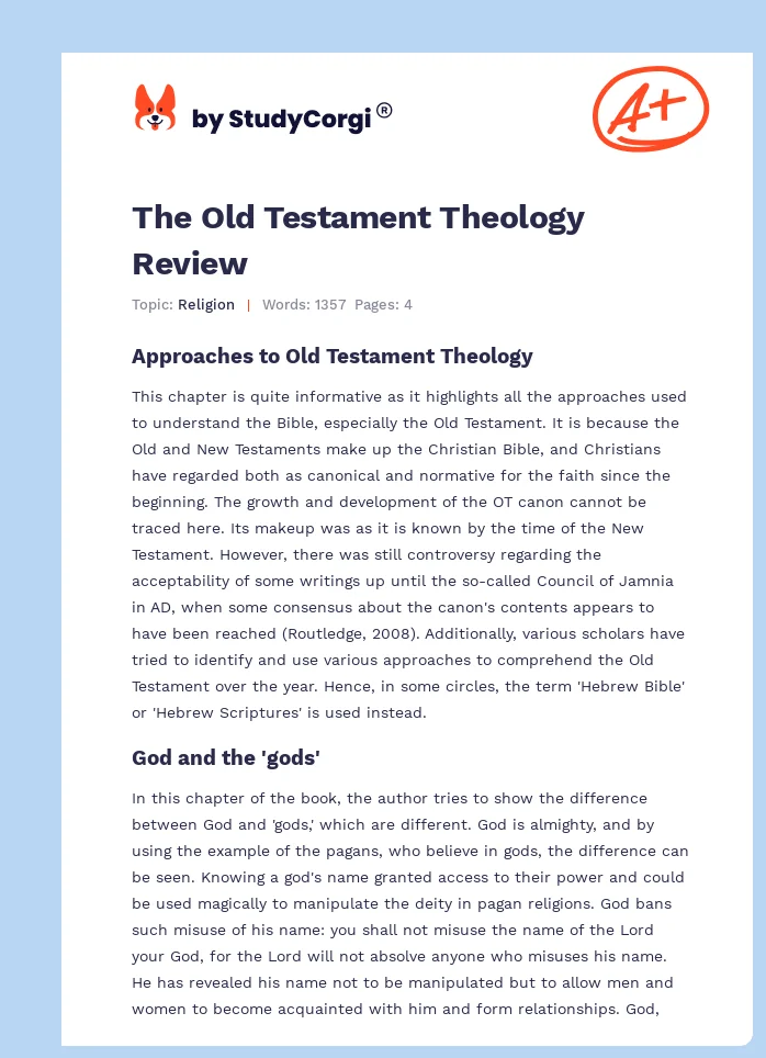 The Old Testament Theology Review. Page 1